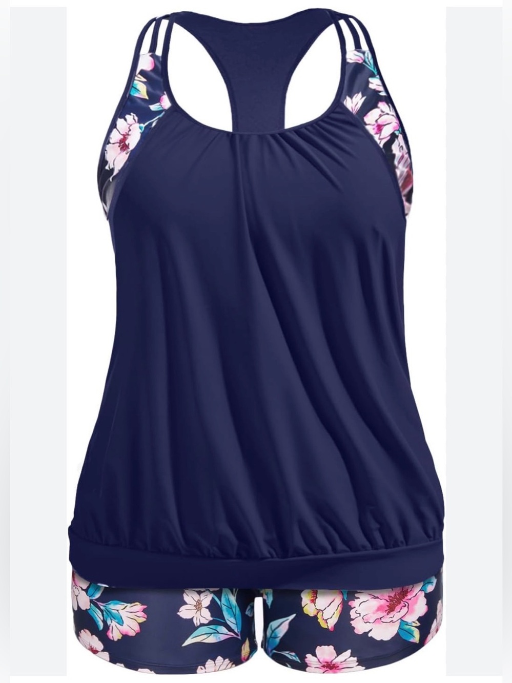Navy Floral Racerback Tankini Set